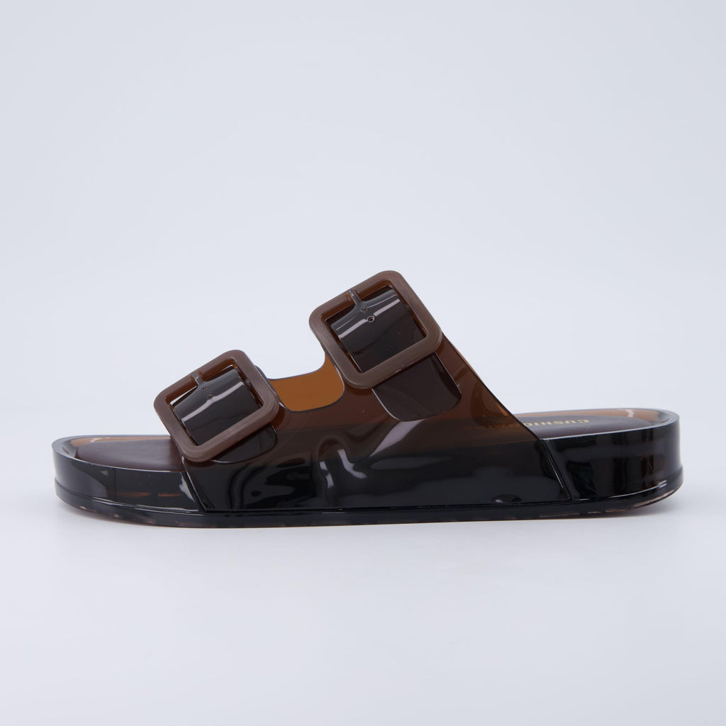 CUSHIONAIRE Pool Slides for Women Waterproof Double Buckle Adjustable Slip-On Womens Sandals for Beach Shower Casual Wear