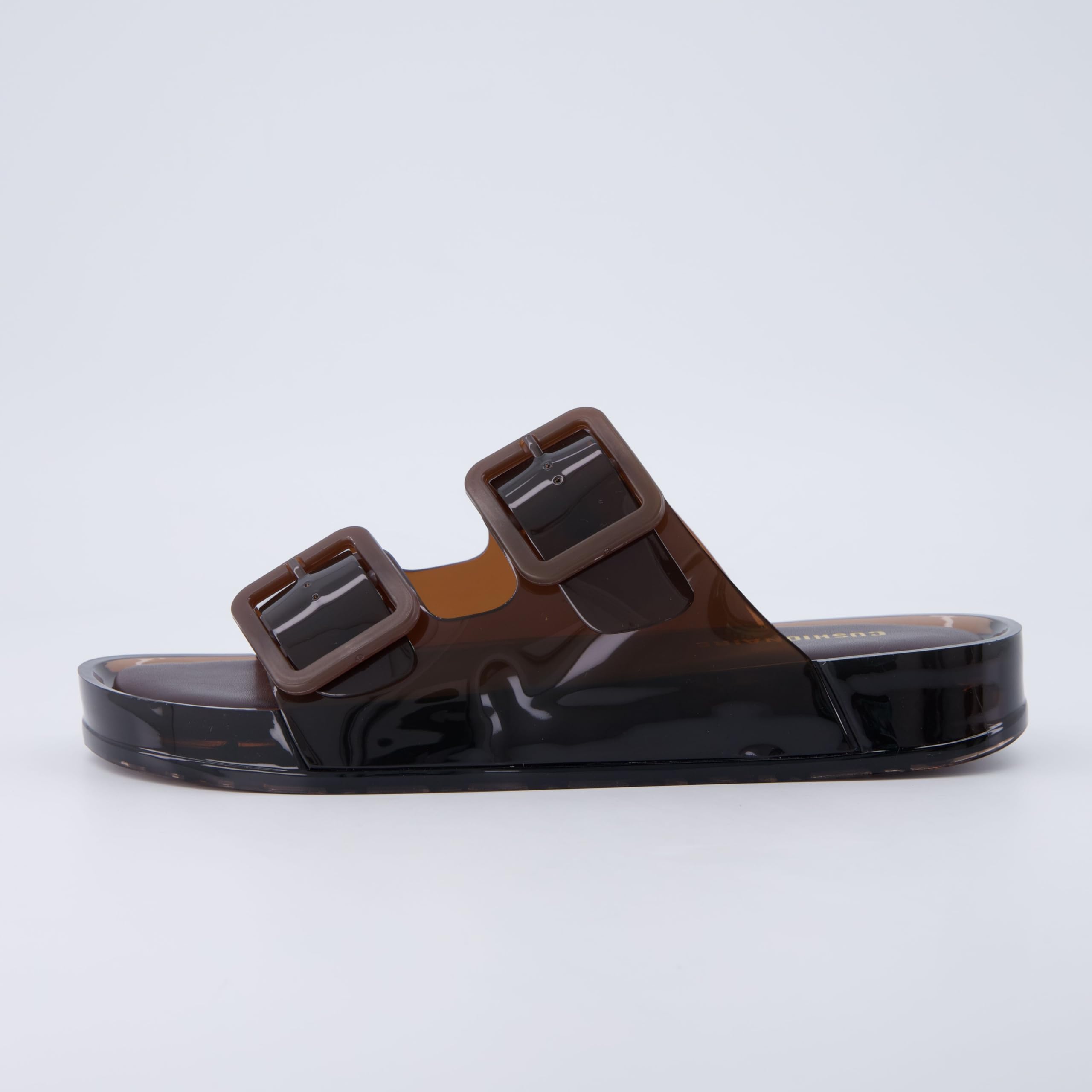 CUSHIONAIRE Pool Slides for Women Waterproof Double Buckle Adjustable Slip-On Womens Sandals for Beach Shower Casual Wear