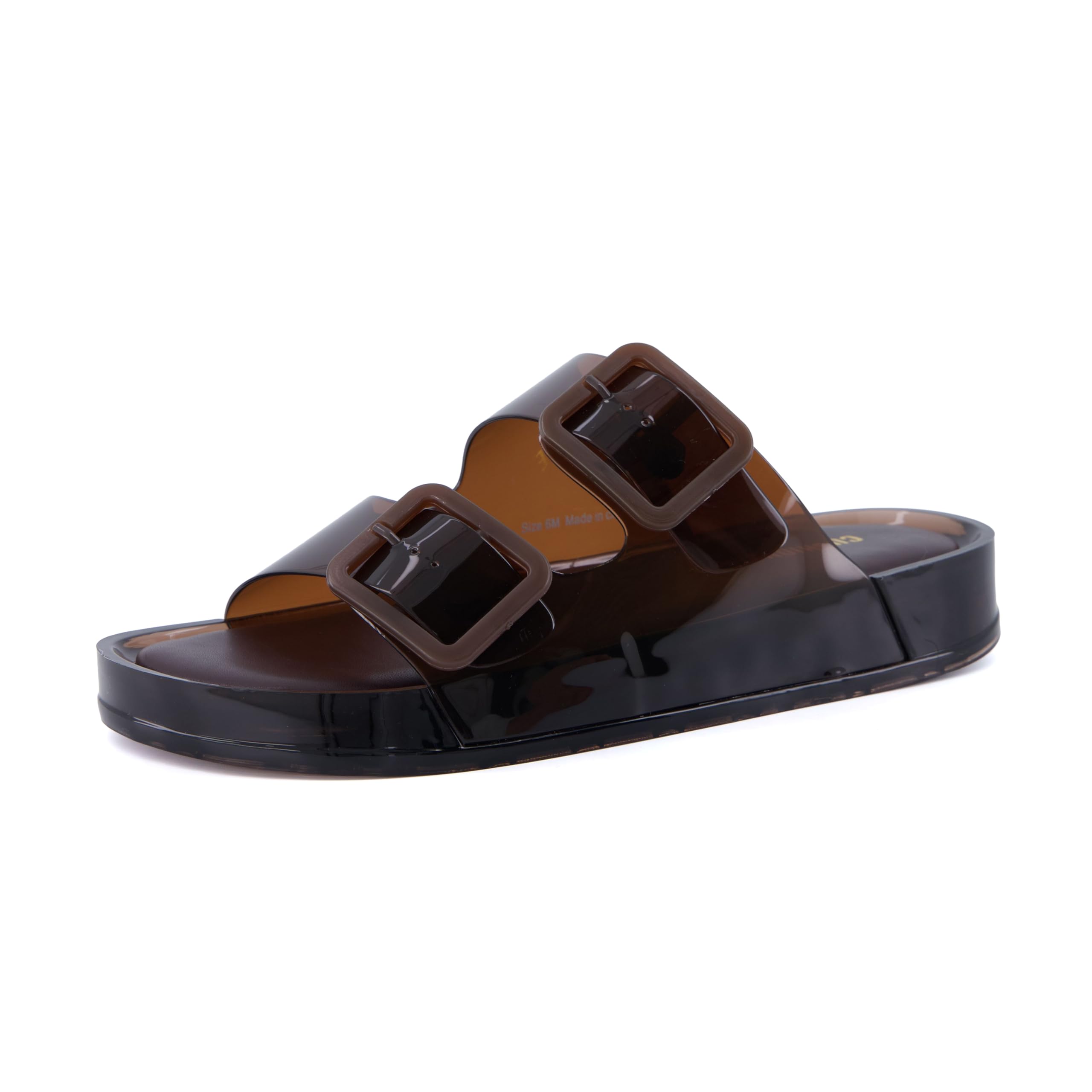 CUSHIONAIRE Pool Slides for Women Waterproof Double Buckle Adjustable Slip-On Womens Sandals for Beach Shower Casual Wear
