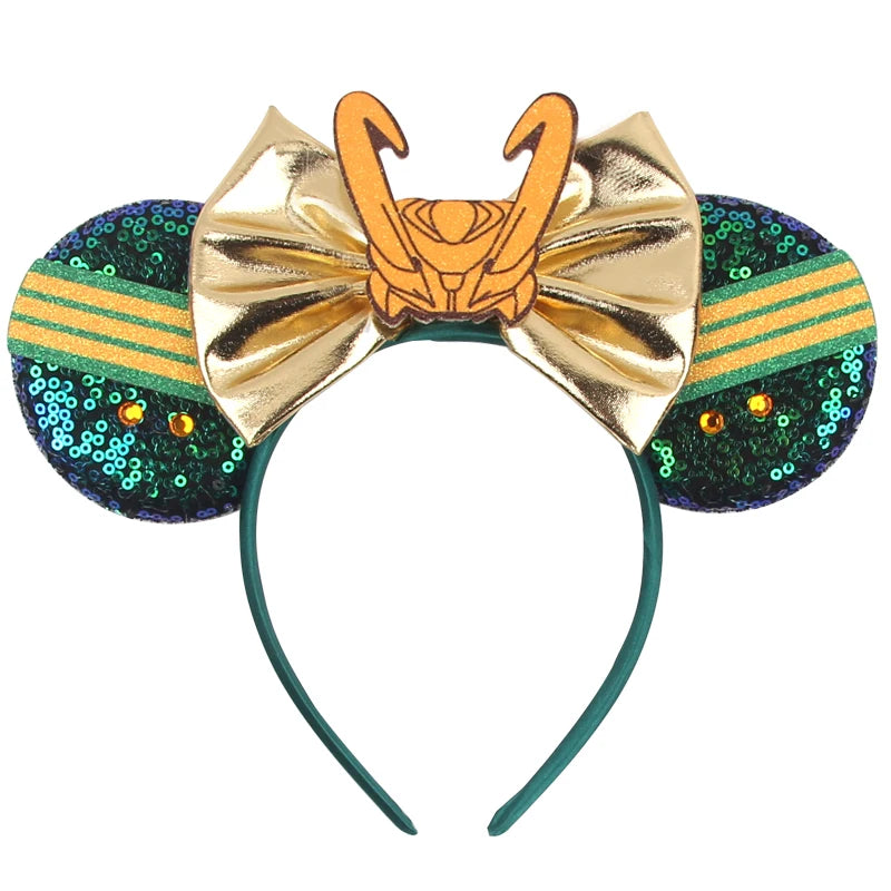HEROCROSS Disney Mickey Mouse Ears Headband Kid Adult Festival Party Sequins 5"Bow Headband Women Baby Girl Party Hair Accessori