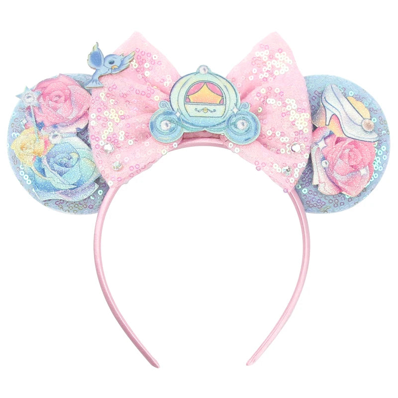 HEROCROSS Disney Mickey Mouse Ears Headband Kid Adult Festival Party Sequins 5"Bow Headband Women Baby Girl Party Hair Accessori
