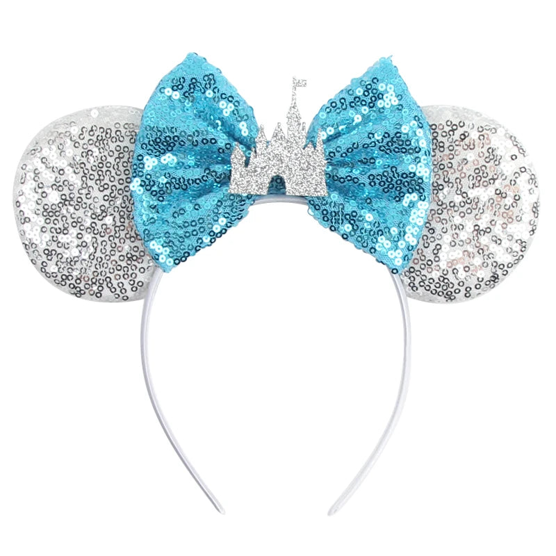 HEROCROSS Disney Mickey Mouse Ears Headband Kid Adult Festival Party Sequins 5"Bow Headband Women Baby Girl Party Hair Accessori