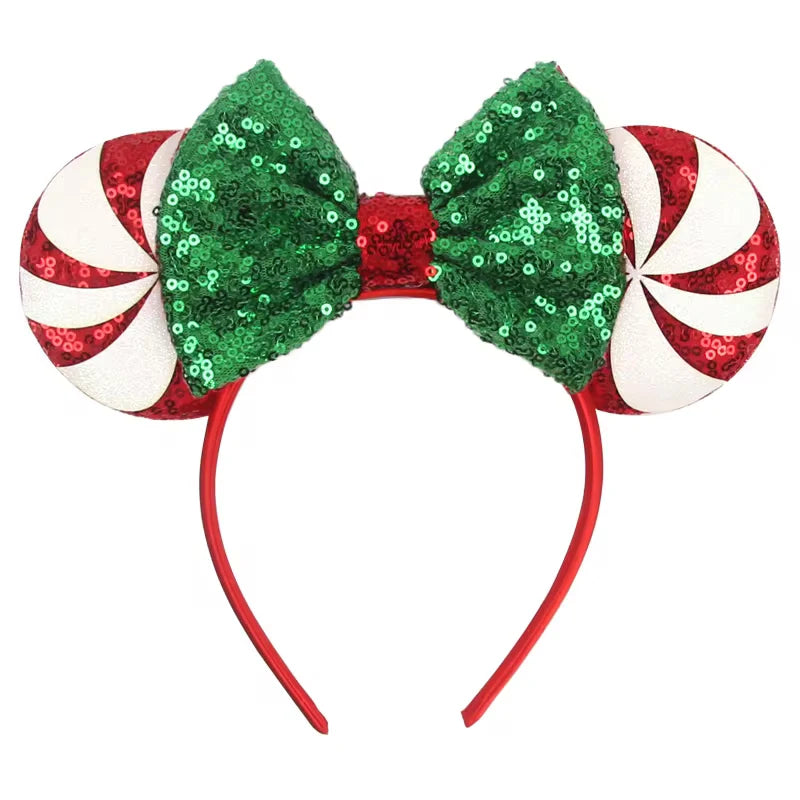 HEROCROSS Disney Mickey Mouse Ears Headband Kid Adult Festival Party Sequins 5"Bow Headband Women Baby Girl Party Hair Accessori