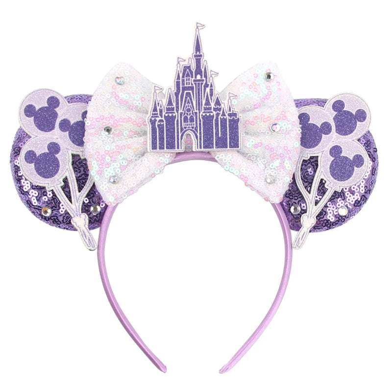 HEROCROSS Disney Mickey Mouse Ears Headband Kid Adult Festival Party Sequins 5"Bow Headband Women Baby Girl Party Hair Accessori