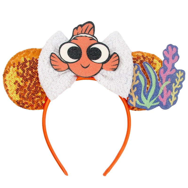 HEROCROSS Disney Mickey Mouse Ears Headband Kid Adult Festival Party Sequins 5"Bow Headband Women Baby Girl Party Hair Accessori