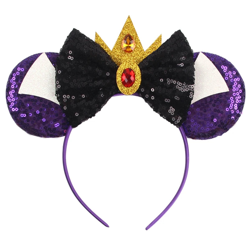 HEROCROSS Disney Mickey Mouse Ears Headband Kid Adult Festival Party Sequins 5"Bow Headband Women Baby Girl Party Hair Accessori