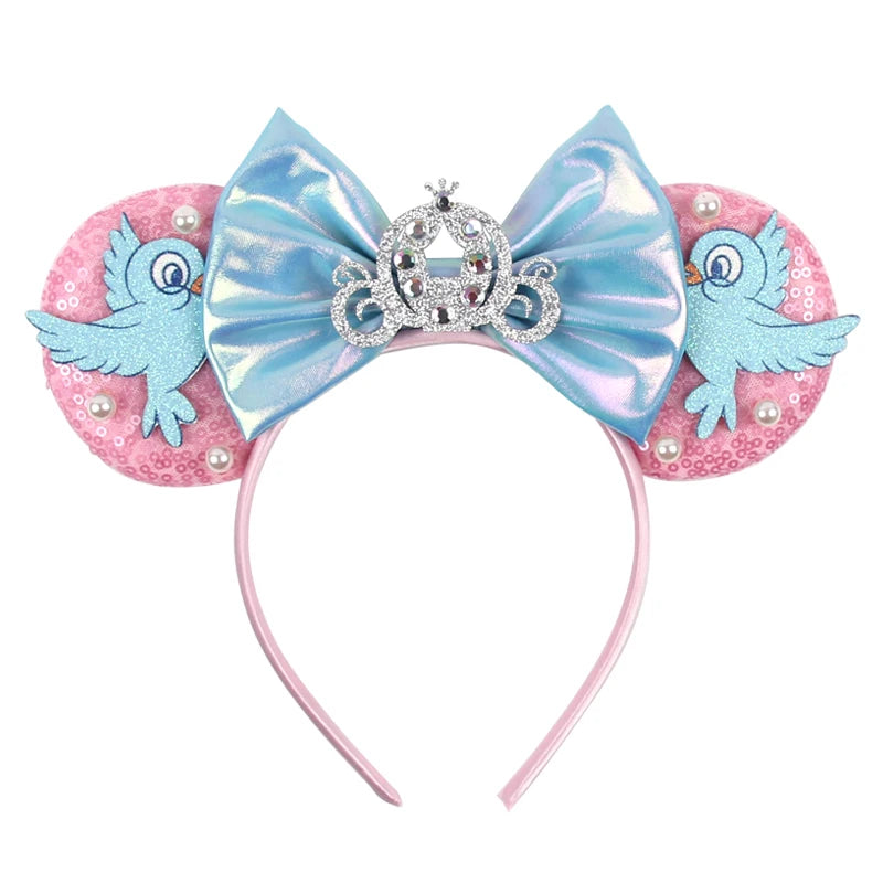 HEROCROSS Disney Mickey Mouse Ears Headband Kid Adult Festival Party Sequins 5"Bow Headband Women Baby Girl Party Hair Accessori