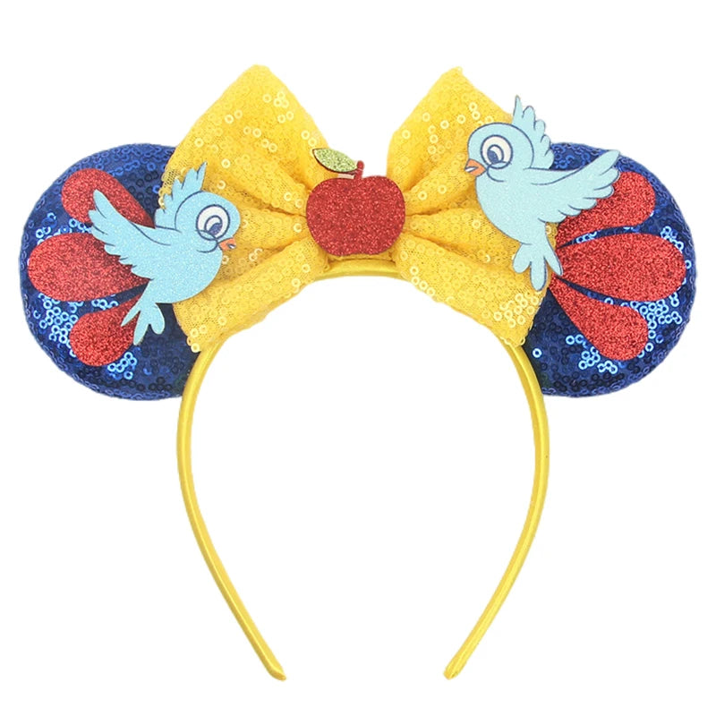 HEROCROSS Disney Mickey Mouse Ears Headband Kid Adult Festival Party Sequins 5"Bow Headband Women Baby Girl Party Hair Accessori