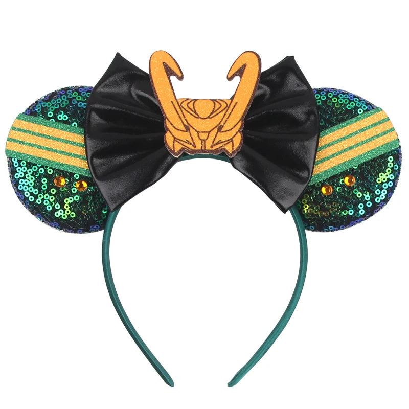 HEROCROSS Disney Mickey Mouse Ears Headband Kid Adult Festival Party Sequins 5"Bow Headband Women Baby Girl Party Hair Accessori