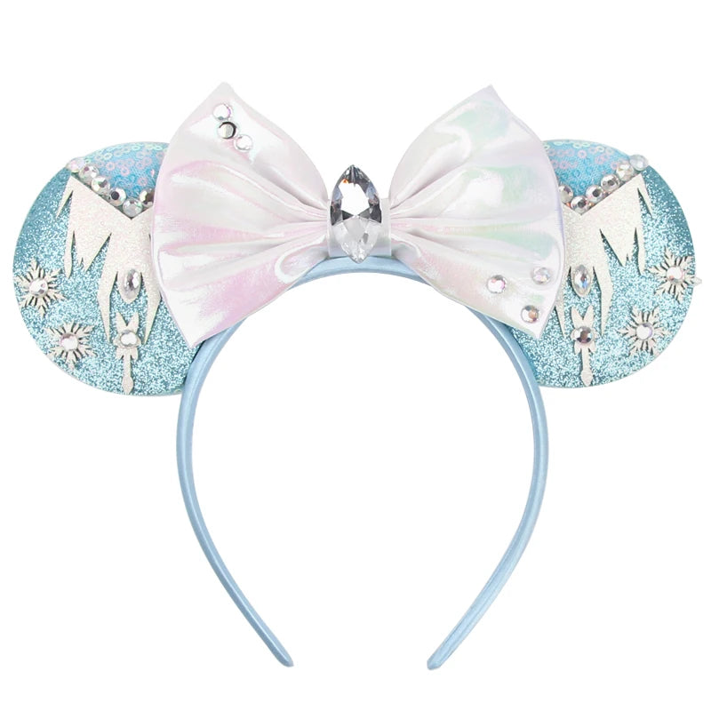 HEROCROSS Disney Mickey Mouse Ears Headband Kid Adult Festival Party Sequins 5"Bow Headband Women Baby Girl Party Hair Accessori