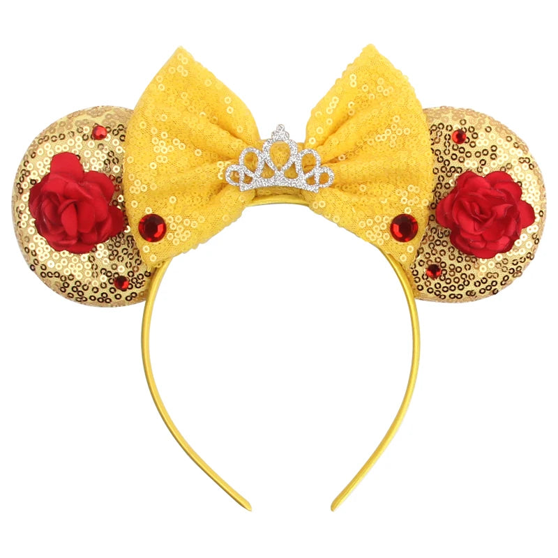 HEROCROSS Disney Mickey Mouse Ears Headband Kid Adult Festival Party Sequins 5"Bow Headband Women Baby Girl Party Hair Accessori