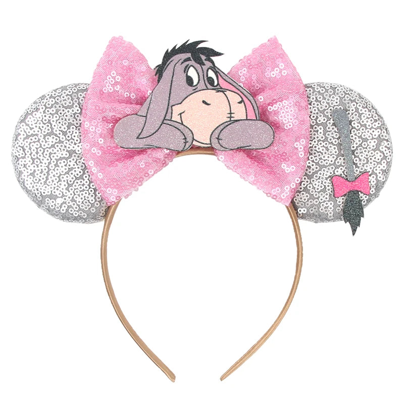 HEROCROSS Disney Mickey Mouse Ears Headband Kid Adult Festival Party Sequins 5"Bow Headband Women Baby Girl Party Hair Accessori