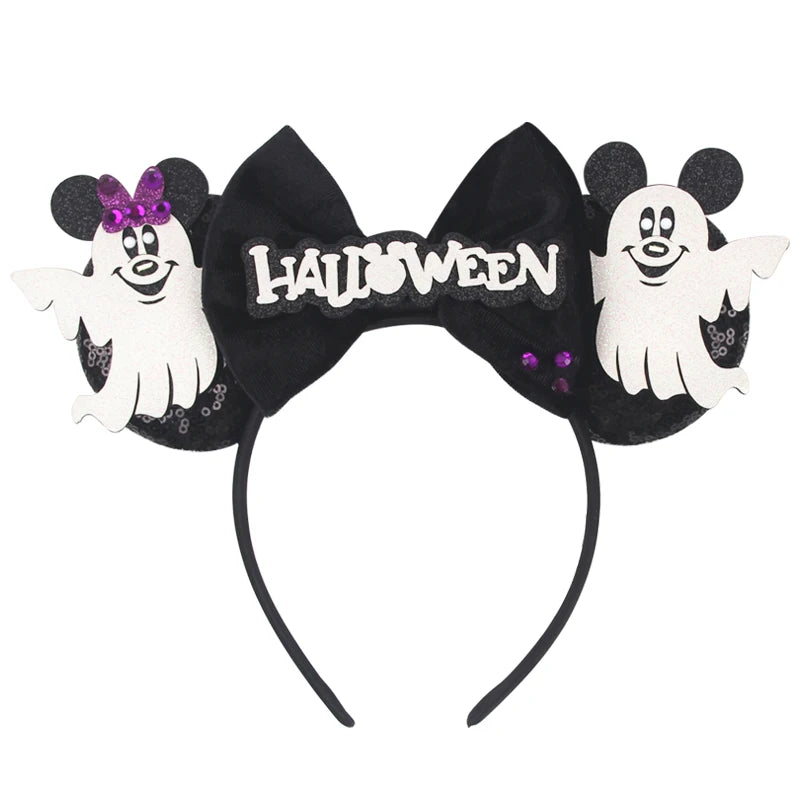 HEROCROSS Disney Mickey Mouse Ears Headband Kid Adult Festival Party Sequins 5"Bow Headband Women Baby Girl Party Hair Accessori