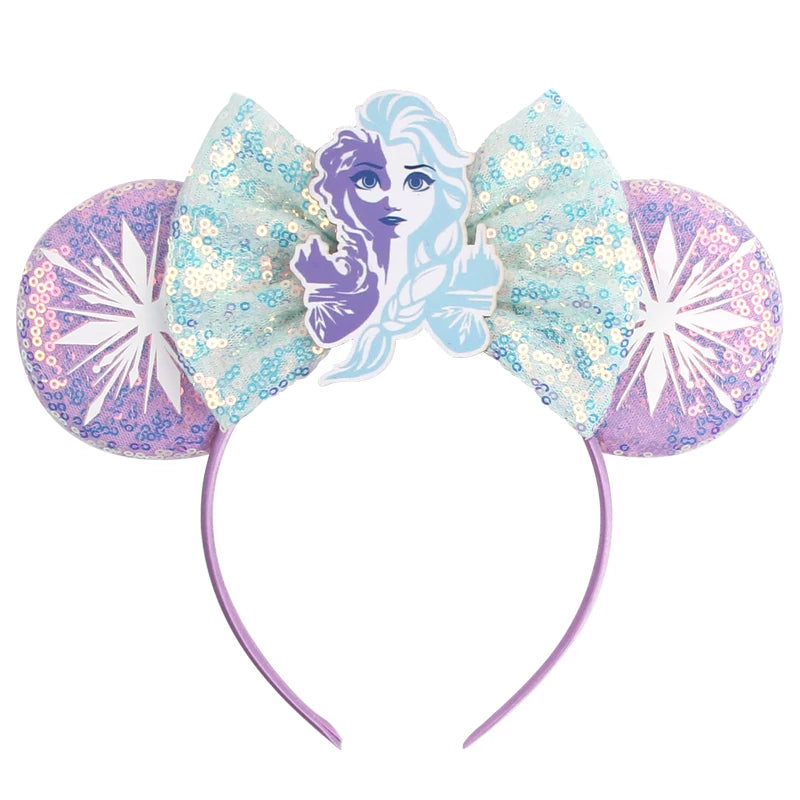 HEROCROSS Disney Mickey Mouse Ears Headband Kid Adult Festival Party Sequins 5"Bow Headband Women Baby Girl Party Hair Accessori