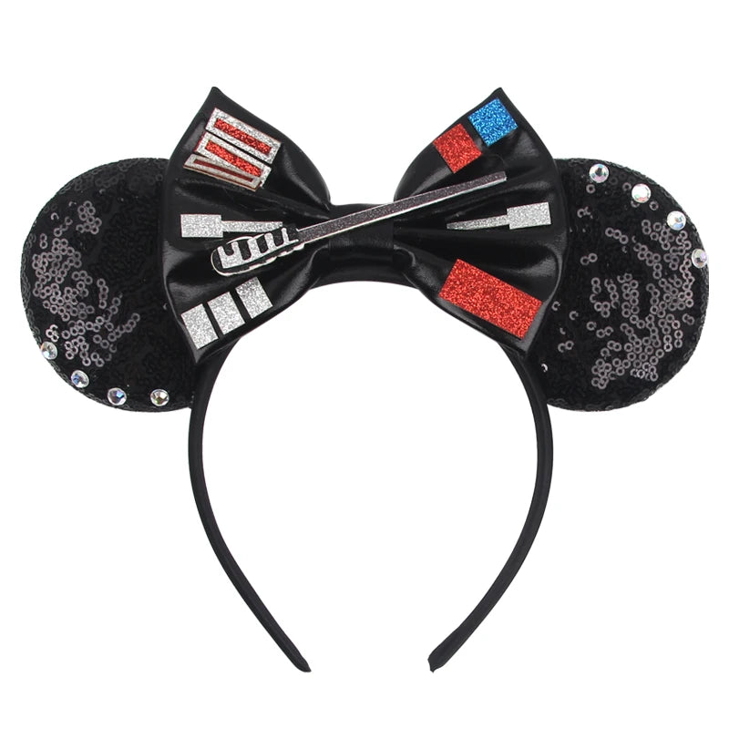 HEROCROSS Disney Mickey Mouse Ears Headband Kid Adult Festival Party Sequins 5"Bow Headband Women Baby Girl Party Hair Accessori