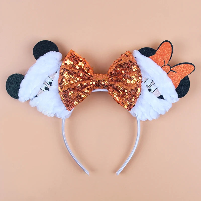 HEROCROSS Disney Mickey Mouse Ears Headband Kid Adult Festival Party Sequins 5"Bow Headband Women Baby Girl Party Hair Accessori
