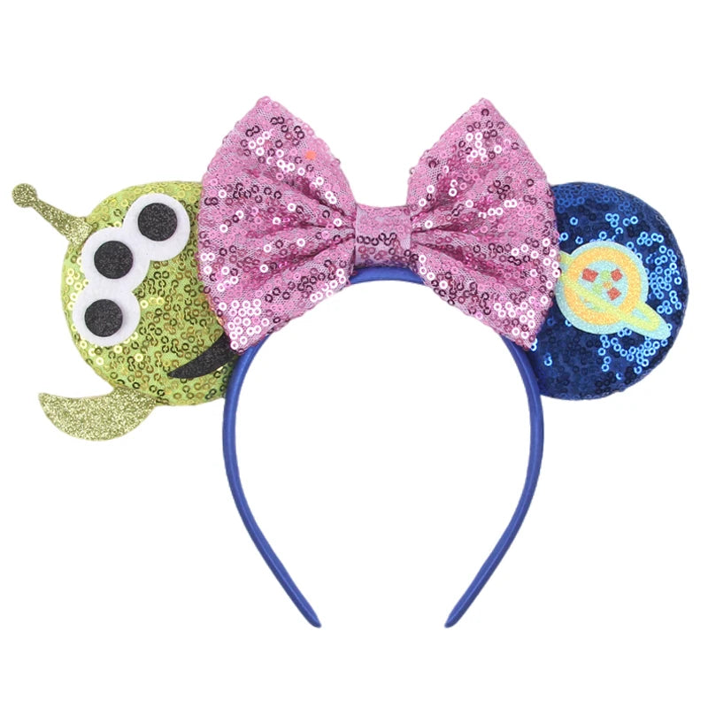 HEROCROSS Disney Mickey Mouse Ears Headband Kid Adult Festival Party Sequins 5"Bow Headband Women Baby Girl Party Hair Accessori