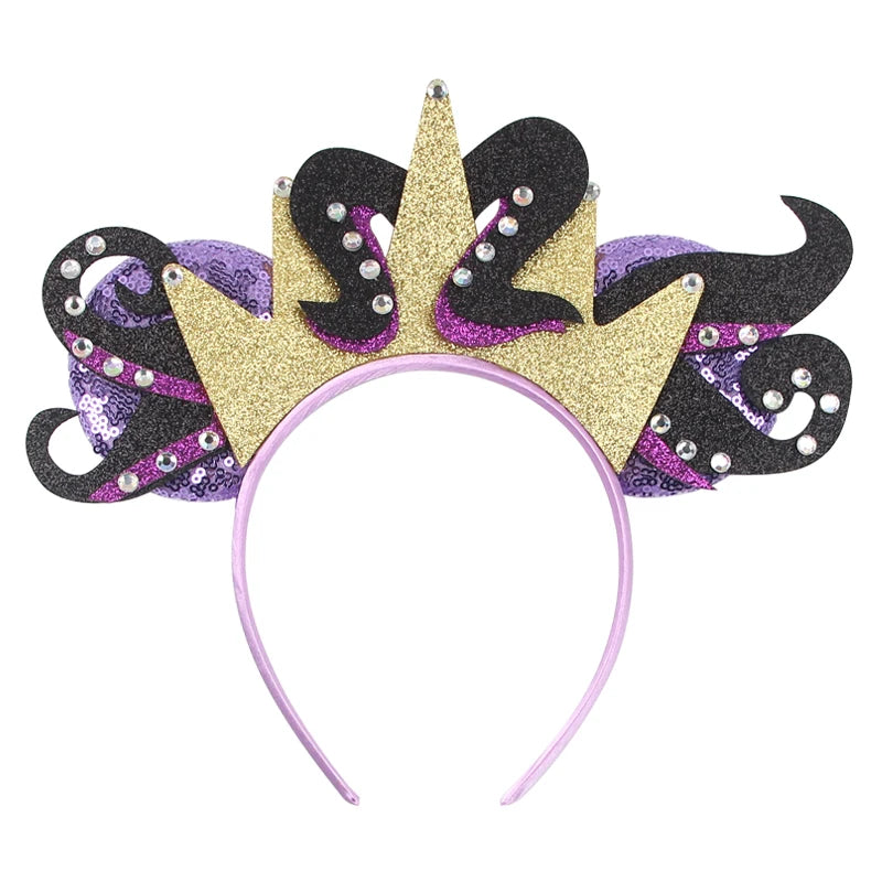 HEROCROSS Disney Mickey Mouse Ears Headband Kid Adult Festival Party Sequins 5"Bow Headband Women Baby Girl Party Hair Accessori