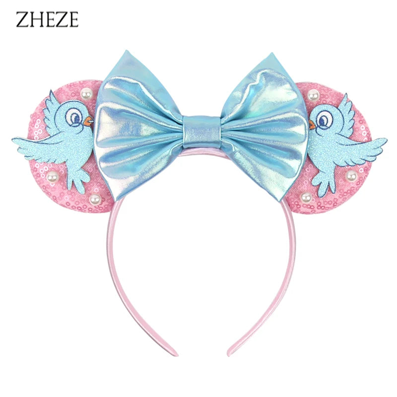 HEROCROSS Disney Mickey Mouse Ears Headband Kid Adult Festival Party Sequins 5"Bow Headband Women Baby Girl Party Hair Accessori
