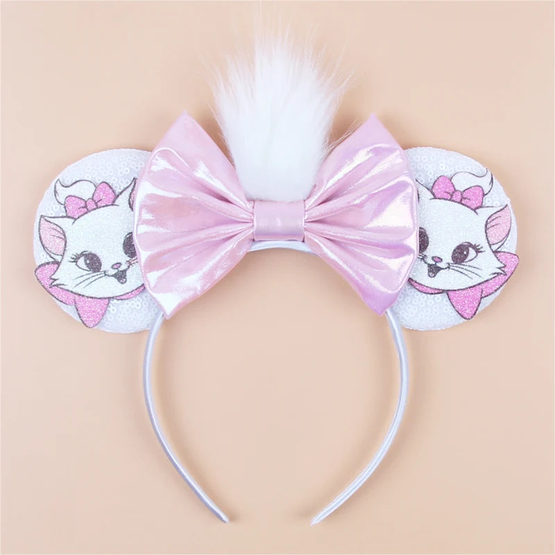 HEROCROSS Disney Mickey Mouse Ears Headband Kid Adult Festival Party Sequins 5"Bow Headband Women Baby Girl Party Hair Accessori