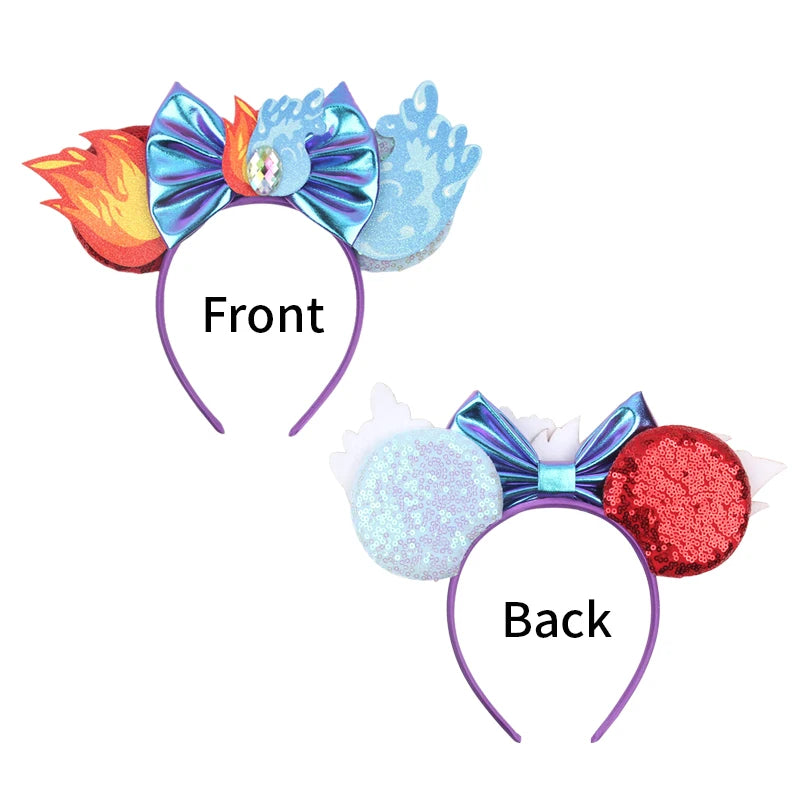 HEROCROSS Disney Mickey Mouse Ears Headband Kid Adult Festival Party Sequins 5"Bow Headband Women Baby Girl Party Hair Accessori