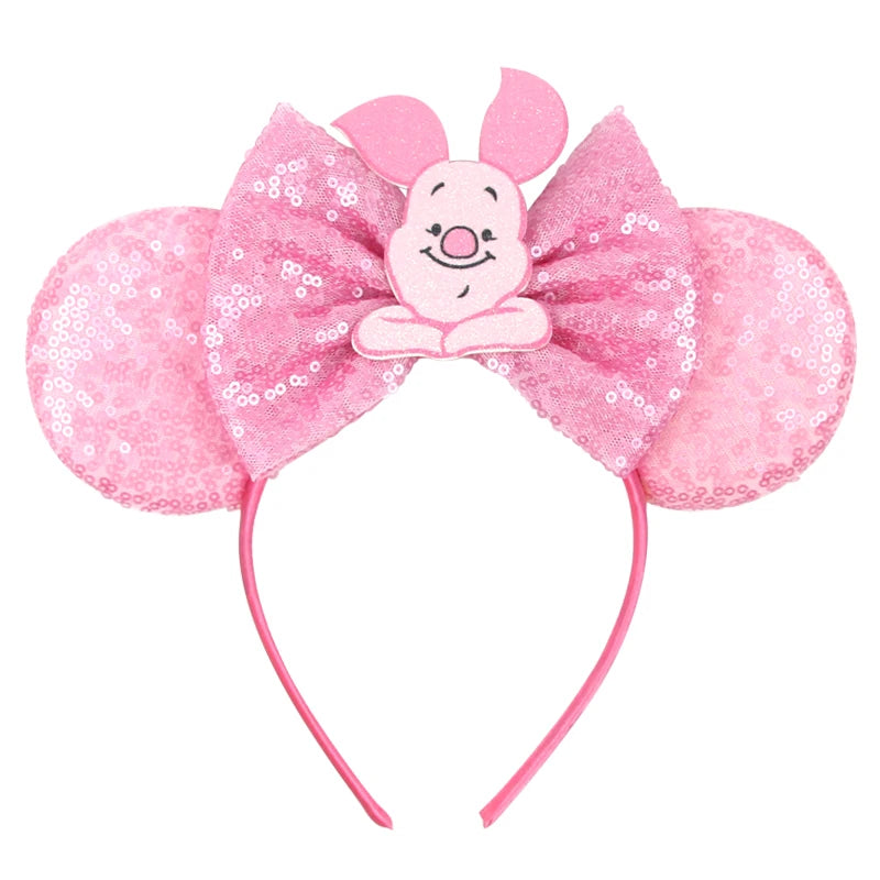HEROCROSS Disney Mickey Mouse Ears Headband Kid Adult Festival Party Sequins 5"Bow Headband Women Baby Girl Party Hair Accessori