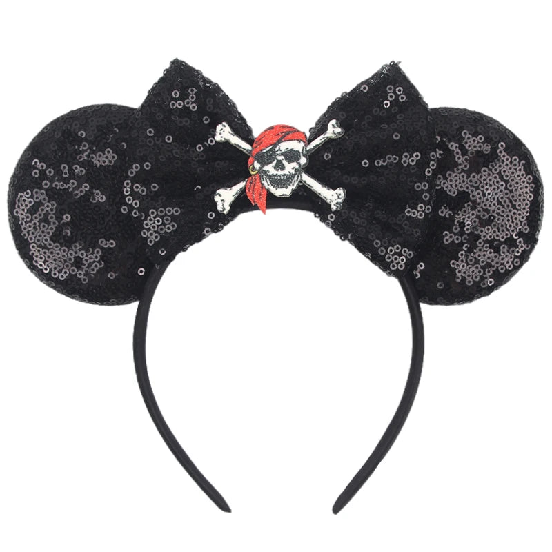 HEROCROSS Disney Mickey Mouse Ears Headband Kid Adult Festival Party Sequins 5"Bow Headband Women Baby Girl Party Hair Accessori