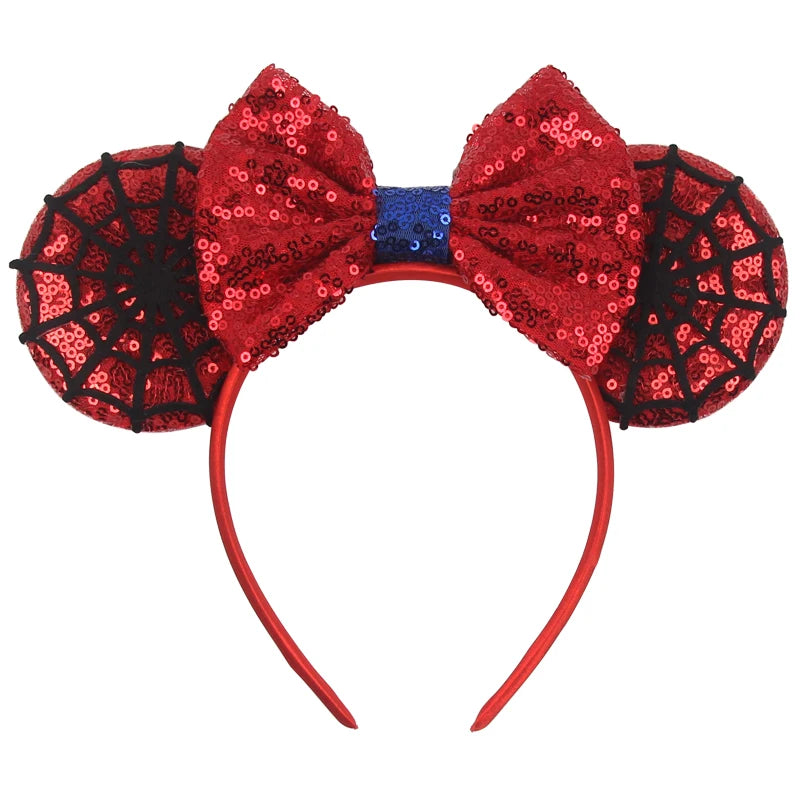 HEROCROSS Disney Mickey Mouse Ears Headband Kid Adult Festival Party Sequins 5"Bow Headband Women Baby Girl Party Hair Accessori