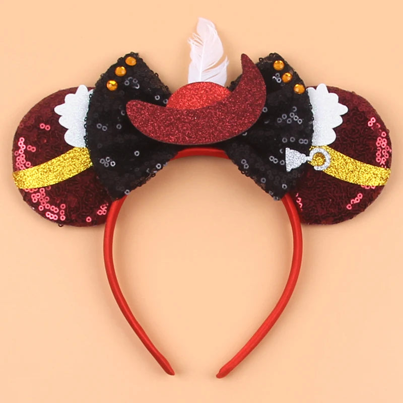 HEROCROSS Disney Mickey Mouse Ears Headband Kid Adult Festival Party Sequins 5"Bow Headband Women Baby Girl Party Hair Accessori