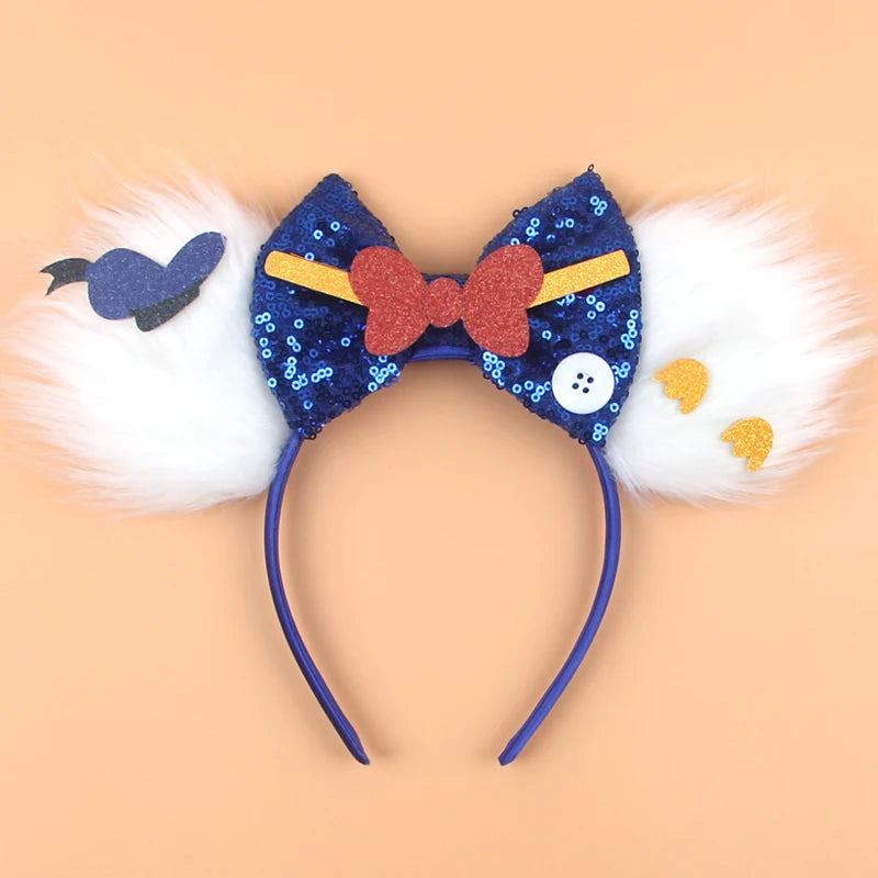 HEROCROSS Disney Mickey Mouse Ears Headband Kid Adult Festival Party Sequins 5"Bow Headband Women Baby Girl Party Hair Accessori