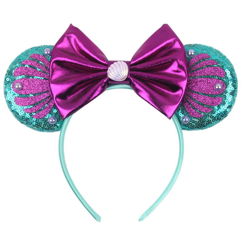 HEROCROSS Disney Mickey Mouse Ears Headband Kid Adult Festival Party Sequins 5"Bow Headband Women Baby Girl Party Hair Accessori