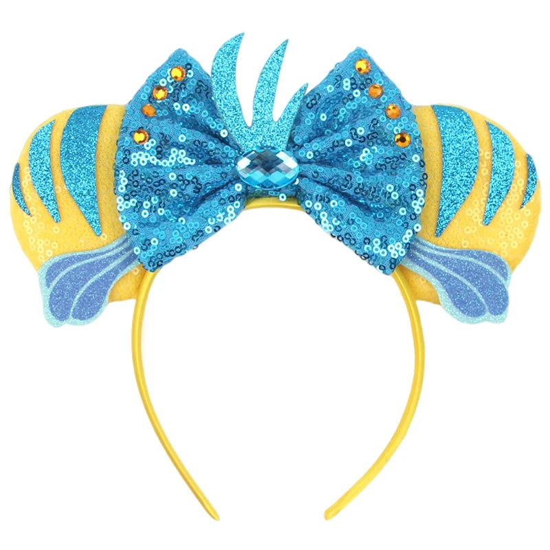 HEROCROSS Disney Mickey Mouse Ears Headband Kid Adult Festival Party Sequins 5"Bow Headband Women Baby Girl Party Hair Accessori