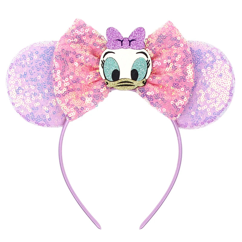 HEROCROSS Disney Mickey Mouse Ears Headband Kid Adult Festival Party Sequins 5"Bow Headband Women Baby Girl Party Hair Accessori