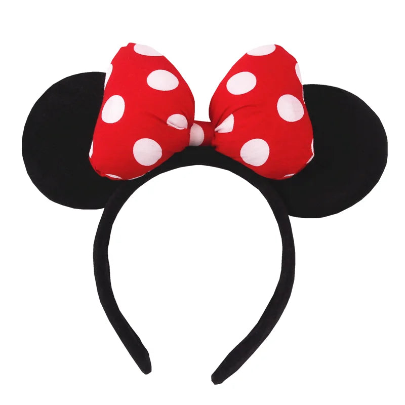 HEROCROSS Disney Mickey Mouse Ears Headband Kid Adult Festival Party Sequins 5"Bow Headband Women Baby Girl Party Hair Accessori