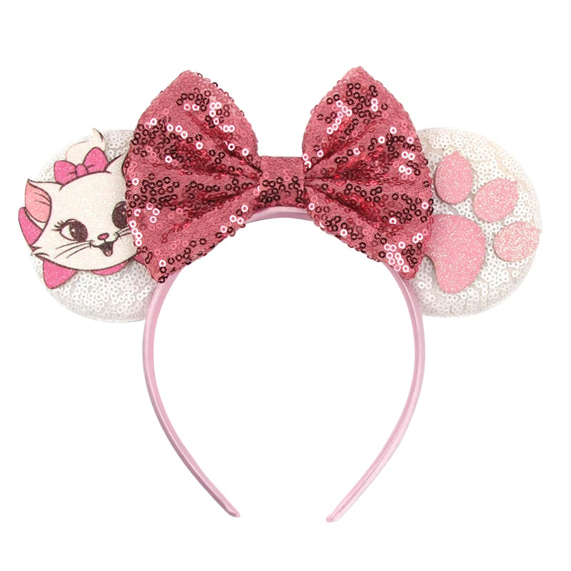 HEROCROSS Disney Mickey Mouse Ears Headband Kid Adult Festival Party Sequins 5"Bow Headband Women Baby Girl Party Hair Accessori