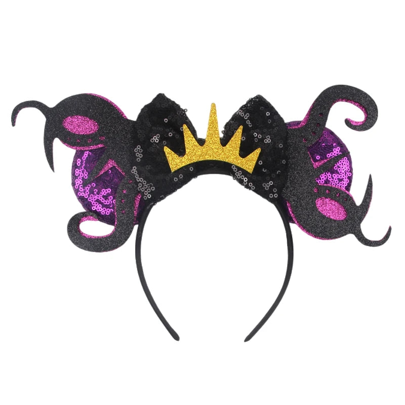 HEROCROSS Disney Mickey Mouse Ears Headband Kid Adult Festival Party Sequins 5"Bow Headband Women Baby Girl Party Hair Accessori