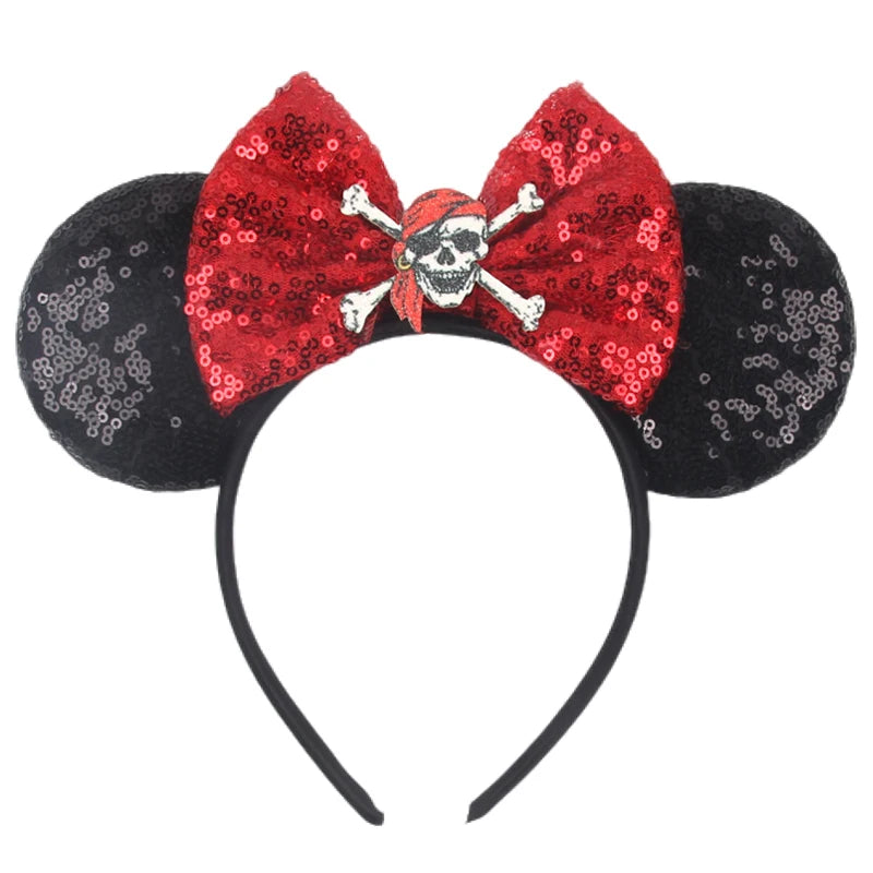 HEROCROSS Disney Mickey Mouse Ears Headband Kid Adult Festival Party Sequins 5"Bow Headband Women Baby Girl Party Hair Accessori