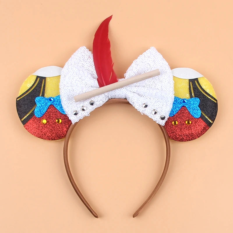 HEROCROSS Disney Mickey Mouse Ears Headband Kid Adult Festival Party Sequins 5"Bow Headband Women Baby Girl Party Hair Accessori