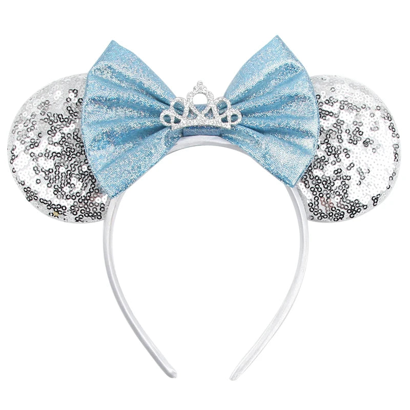 HEROCROSS Disney Mickey Mouse Ears Headband Kid Adult Festival Party Sequins 5"Bow Headband Women Baby Girl Party Hair Accessori