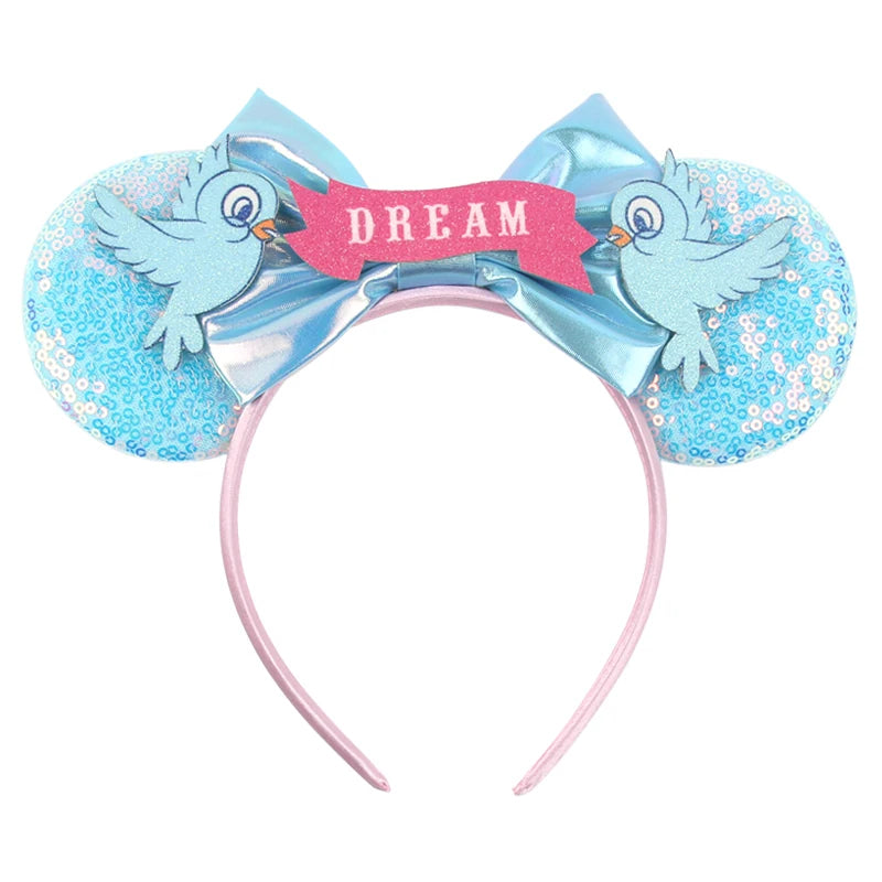 HEROCROSS Disney Mickey Mouse Ears Headband Kid Adult Festival Party Sequins 5"Bow Headband Women Baby Girl Party Hair Accessori
