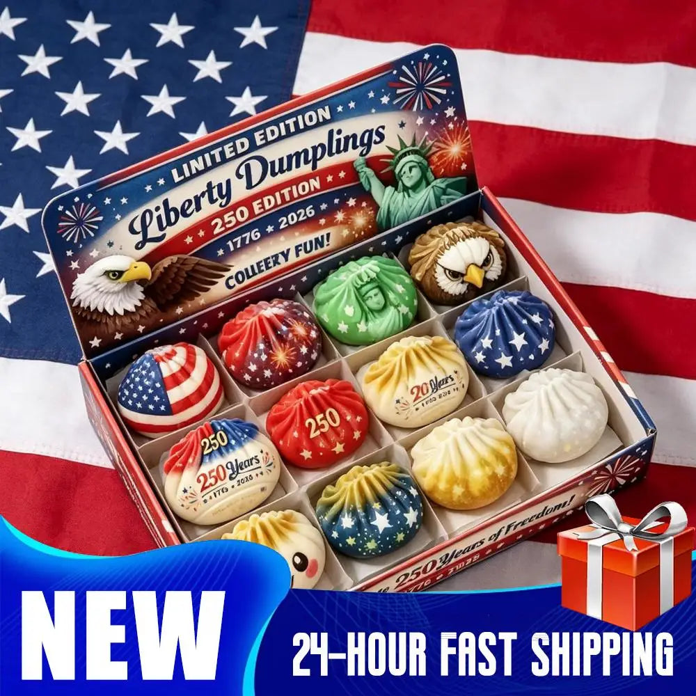 12pcs/Set USA Anniversary Liberty Dumplings USA 250th Anniversary Slow Rising Squeeze Fidget 1776-2026 Gift for Kids Adults