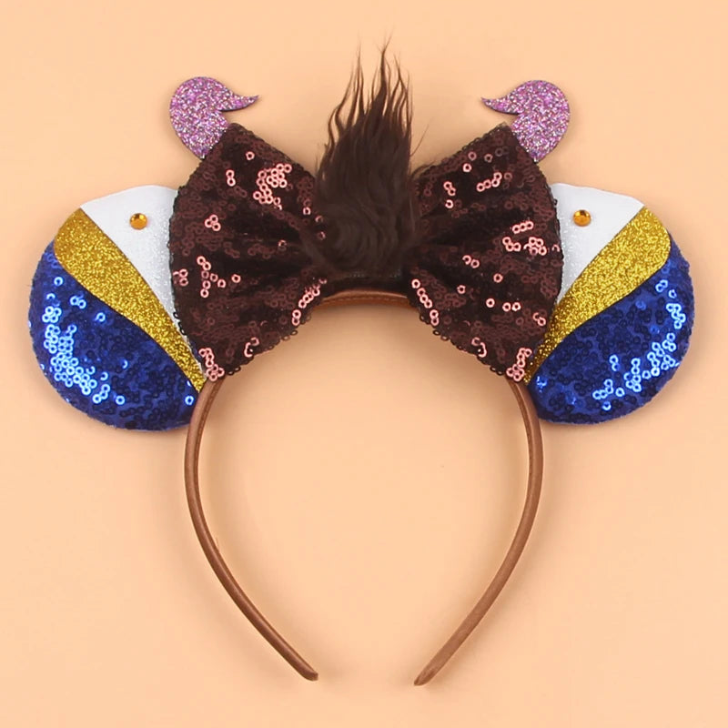HEROCROSS Disney Mickey Mouse Ears Headband Kid Adult Festival Party Sequins 5"Bow Headband Women Baby Girl Party Hair Accessori