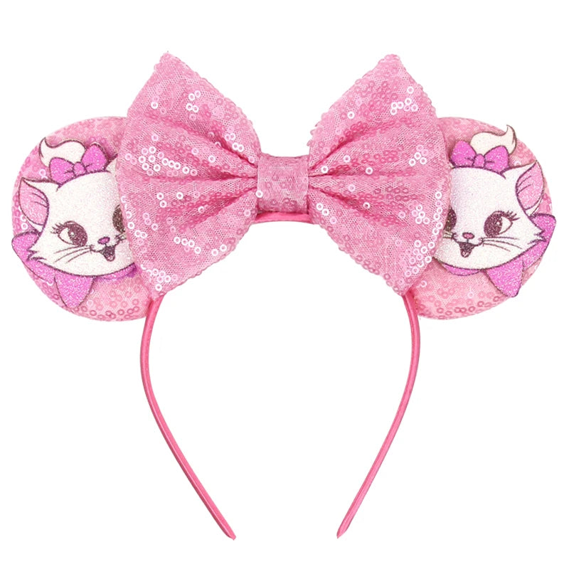 HEROCROSS Disney Mickey Mouse Ears Headband Kid Adult Festival Party Sequins 5"Bow Headband Women Baby Girl Party Hair Accessori
