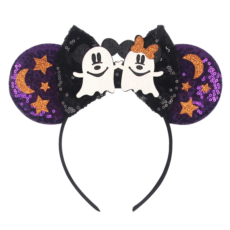HEROCROSS Disney Mickey Mouse Ears Headband Kid Adult Festival Party Sequins 5"Bow Headband Women Baby Girl Party Hair Accessori